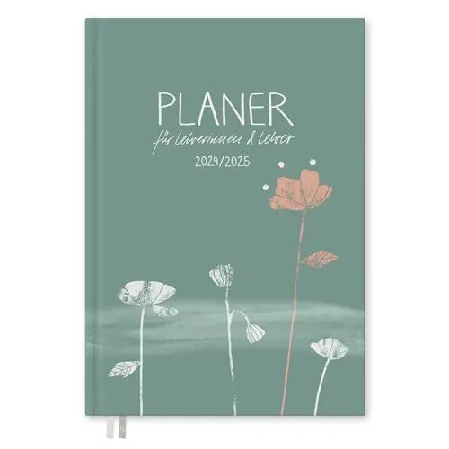 Produktbild: Eine der Guten Lehrerkalender 2024 2025, A5 Lehrerplaner, 1 Doppelseite pro Woche, Schuljahresplaner für Schuljahr 24/25, Hardcover Mint Rosa, nachhaltig & klimaneutral