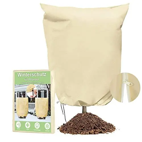 Produktbild: Einemgeld Winterschutz für Pflanzen, 100 x 80CM Frostschutz Winterschutz Kübelpflanzensack mit Reißverschluss Zugband,Baum Palmen Balkonpflanzen haube für Pflanzen winterschutz draußen