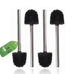 Produktbild: Einesin 4er Set Klobürsten Schwarz, WC-Bürste Toilettenbürste Edelstahlgriff rostfrei mit austauschbarem Kopf, 8 cm Durchmesser