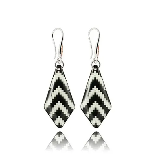 Produktbild: Einfach Lang Zebra-Muster Geometrisch Ohrringe Hängend für Damen (Stil 11 - Schwarz und Weiß)