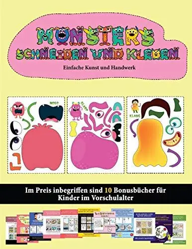 Produktbild: Einfache Kunst und Handwerk: (20 vollfarbige Kindergarten-Arbeitsblätter zum Ausschneiden und Einfügen - Monster)