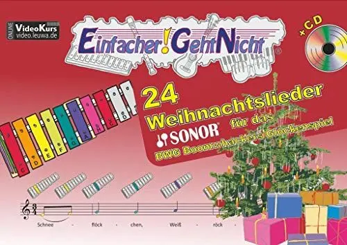 Produktbild: Einfacher!-Geht-Nicht: 24 Weihnachtslieder für das SONOR BWG Boomwhackers Glockenspiel mit CD: Das besondere Notenheft für Anfänger