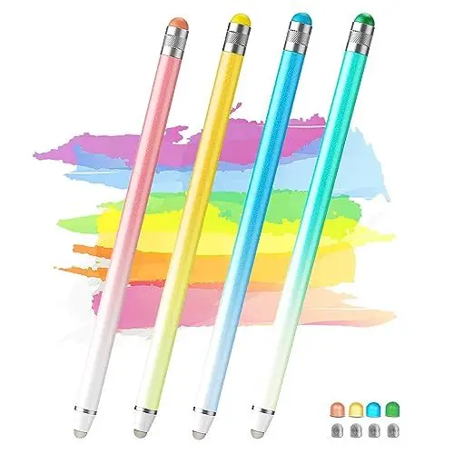 Produktbild: Eingabestift für Touchscreens mit 8 zusätzlichen Spitzen, hohe Empfindlichkeit und Präzision Tablet Stift (4 Stück), 2-in-1 Eingabestift für iPad, kompatibel mit Allen Touchscreen-Geräten