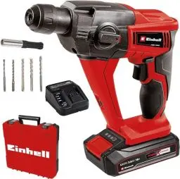 Produktbild: Einhell Akku-Bohrhammer TE-HD 18 Li Kit (1x2,5 Ah) Power X-Change (Li-Ion, 18 V, 1,2 J, SDS-Plus-Aufnahme, 12 mm Bohrleistung Beton, inkl. 2,5 Ah Akku, Ladegerät, 5 Bohrer, Koffer)