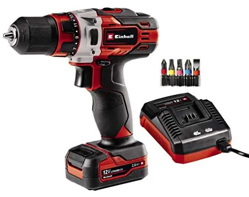 Produktbild: Einhell Akku-Bohrschrauber TE-CD 12/1 Li (Li-Ion, 12 V, 2-Gang-Getriebe, Drehzahl-Elektronik, LED-Beleuchtung, robustes Metallgetriebe, inkl. 45-Min.-Ladegerät + 2,0 Ah-Akku)
