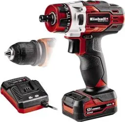 Produktbild: Einhell Akku-Bohrschrauber TE-CD 12/1 X-Li (1x2,0Ah) (Li-Ion, 12 V, 2-Gang-Getriebe, abnehmbares Bohrfutter, Drehzahl-Elektronik, LED-Beleuchtung, Softgrip, inkl. 2,0 Ah-Akku und 45-Min.-Ladegerät)