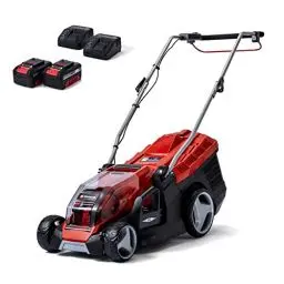 Produktbild: Einhell Akku-Rasenmäher GE-CM 36/36 Li Kit Power X-Change (36 V, 36 cm Schnittbreite, bis 400 m², Brushless, 40L Fangkorb, 25-75 mm Schnitthöhe, inkl. 2x 4,0 Ah Akku + 2x Ladegerät)