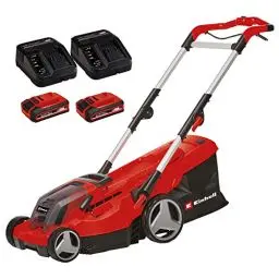 Produktbild: Einhell Akku-Rasenmäher GE-CM 36/37 Li Kit Power X-Change (36 V, 37 cm Schnittbreite, bis 400 m², 45L Fangkorb, 25-75 mm Schnitthöhe, inkl. 2 x 3,0 Ah Akkus + 2x Ladegerät)