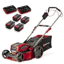 Produktbild: Einhell Akku-Rasenmäher GP-CM 36/47 S Li BL Kit Power X-Change (36 V, 47 cm Schnittbreite, bis 700 m², Brushless, 65 L Fangkorb, Radantrieb, inkl. 4x 4,0 Ah + 2x Twincharger)