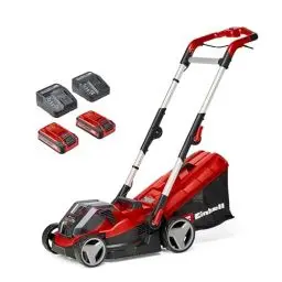 Produktbild: Einhell Akku-Rasenmäher RASARRO 36/34 Kit Power X-Change (36 V, 34 cm Schnittbreite, bis 300 m², 30L Fangkorb, 25-65 mm Schnitthöhe, inkl. 2x 3,0 Ah Akku + 2x Ladegerät)