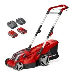 Produktbild: Einhell Akku-Rasenmäher RASARRO 36/36 Kit Power X-Change (36 V, 36 cm Schnittbreite, bis 400 m², 45L Fangkorb, 25-75 mm Schnitthöhe, inkl. 2 x 3,0 Ah Plus Akkus + 2x Ladegerät)
