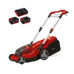 Produktbild: Einhell Akku-Rasenmäher RASARRO 36/38 Kit Power X-Change (36 V, 38 cm Schnittbreite, 450 m², Brushless, Mulchfunktion, 45L Fangkorb, inkl. 2x 4,0 Ah Akkus + Twincharger)