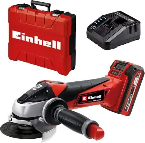 Produktbild: Einhell Akku-Winkelschleifer TE-AG 18/115 Li Kit (1x3,0Ah) Power X-Change (Li-Ion, 18 V, 8.500 U/Min, max. Schnitttiefe 28mm, Zusatzhandgriff, inkl. Akku und Ladegerät, Koffer, ohne Trennscheibe)