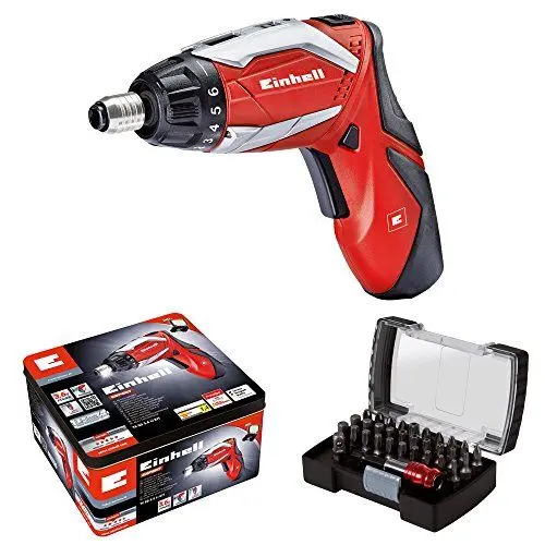 Produktbild: Einhell Akkuschrauber Set TE-SD 3,6 Li (3,6 V, 1,5 Ah, 3.5 Nm Drehmoment, 2x LED-Licht, inkl. Ladegerät, 32 tlg. Bitset, Aufbewahrungsbox),Rot,inkl. 32 Bits / Geschenkbox