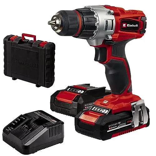Produktbild: Einhell Akkuschrauber TE-CD 18/2 Li Power X-Change (Li-Ion, 18 V, 2 Gang, 44 Nm, LED-Licht, Koffer, inkl. 2 x 1,5 Ah Akku und Ladegerät)