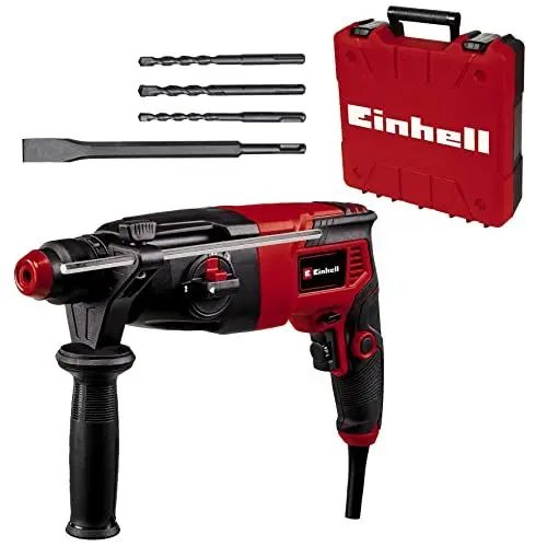 Produktbild: Einhell Bohrhammer TC-RH 620 4F Kit (620 W, pneumatisches Schlagwerk, 2,2 J Schlagstärke, Hammerbohren, Bohren, Meißeln mit & ohne Fixierung, SDS-Plus, Dauerlaufarretierung)