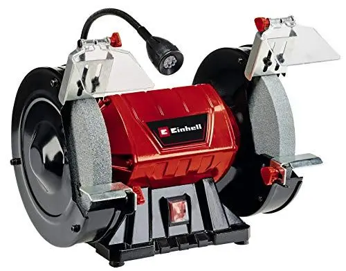 Produktbild: Einhell Doppelschleifer TC-BG 200 L (max. 400 W, Ø200xø32x25 mm Schleifscheibe, biegbares Licht, große + verstellbare Arbeitsauflagen, inkl. Grob-/Feinschleifscheibe K36/K60)