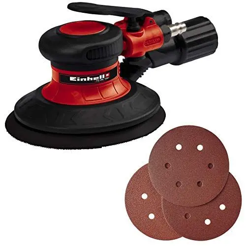 Produktbild: Einhell Druckluft-Exzenterschleifer TC-PE 150 (150 mm Schleiftellerdurchmesser, stufenloser Regulierungshebel, inkl. 6 Schleifpapieren, Stecknippel, Spannschlüssel)