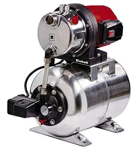 Produktbild: Einhell Hauswasserwerk GC-WW 1250 NN (1200 W, max. 5 bar, 5000 L/h Fördermenge, max. 50 m Förderhöhe, wartungsfreier Motor, Wasserablassschraube, 20 L Edelstahldruckkessel)
