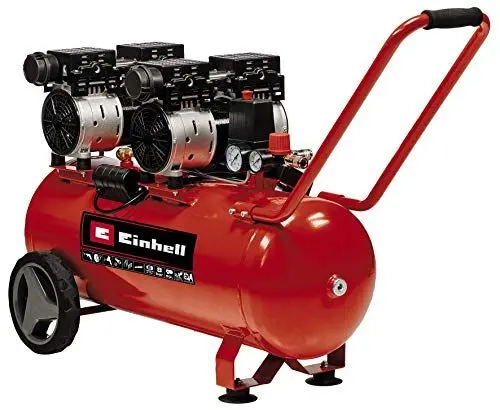 Produktbild: Einhell Kompressor TE-AC 270/50 Silent Plus (1500 W., max. 8 bar, 50 l-Tank, 270 l/min Ansaugleistung, Motordrehzahl 1450 min^-1, Druckminderer, Manometer, ölfrei)