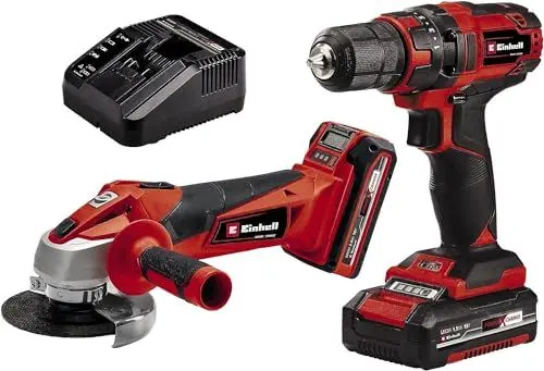 Produktbild: Einhell Maschinen-Set (Werkzeug) TC-TK 18 Li Kit Power X-Change (Lithium-Ionen, Bohrschrauber TC-CD 18/35 Li + Winkelschleifer TC-AG 18/115 Li, inkl. 1,5 Ah und 3,0 Ah Akku)