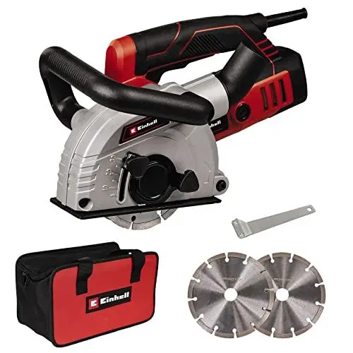 Produktbild: Einhell Mauernutfräse TE-MA 1500 (1.500 Watt, stufenlose Frästiefeneinstellung, flexible Schnittbreiteneinstellung, Softstart, inkl. Tasche + 2 Diamant-Trennscheiben)