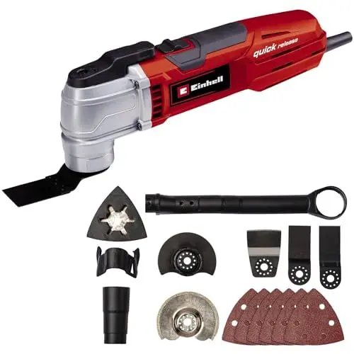 Produktbild: Einhell Multifunktionswerkzeug TE-MG 300 EQ (300 W, Drehzahl- & Konstant-Elektronik, inkl.,Sägeblattauswahl, Schleifpapiere, Schaber)