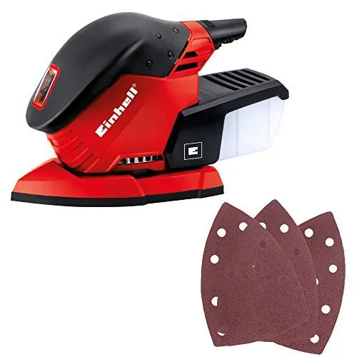 Produktbild: Einhell Multischleifer TE-OS 1320 (130 W, Schwingkreis-Ø 2 mm, Schleiffläche 150 x 150 x 100 mm, Staubfangbox, inkl. 3x Schleifpapier), Rot