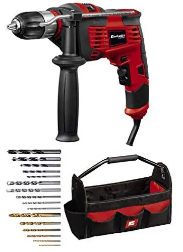 Produktbild: Einhell Schlagbohrmaschinen-Set TC-ID 1000 E Kit (1.010 W, Bohrleistung Holz 32 mm, Metall 13 mm, Beton 16 mm, 13 mm Schnellspannbohrfutter, inkl. 16-tlg. Bohrer-Set und Tasche)