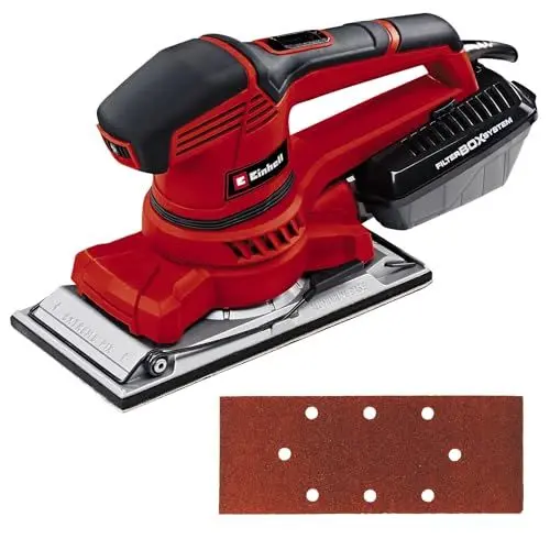 Produktbild: Einhell Schwingschleifer TE-OS 2520 E (250 W, 115x230 mm, Drehzahlanpassung, Absaugadapter, Klett-Schleifpapier P120, Koffer)