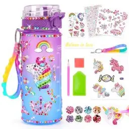 Produktbild: Einhorn Geschenke für Mädchen 5-6-7-8-9 Jahre Geschenkideen: Trinkflasche Bastelset Kinder ab 6 8 10 11 Jahre DIY Wasserflasche Basteln Diamond Painting Kinder Geburtstag Spielzeug Mädchen 4-12 Jahre