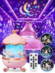 Produktbild: Einhorn Geschenke für Mädchen <strong>Geschenkverpackung:</strong> Nachtlicht Sternenhimmel Projektor Kinder,Personalisierte Geschenke Baby Geschenk Mädchen,Geschenk Zur Geburt Mädchen,Kawaii Deko Kinderzimmer Deko