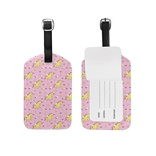 Produktbild: Einhorn Herz Engel Kofferanhänger mit Adressschild Lustig Leder Gepäckanhänger ID Etikett mit Namenschild für Reise Koffer Tasche(3PACK)