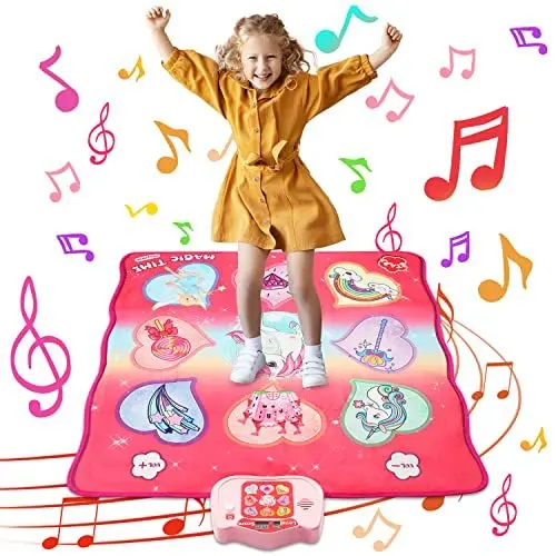 Produktbild: Einhorn Tanzmatte Spielzeug,3 Herausforderung Modi Berühren Matte Spielen mit LED Anzeige, Musical Tanzmatte Spiel für 3 4 5 6 7 8 Jahre Mädchen Junge