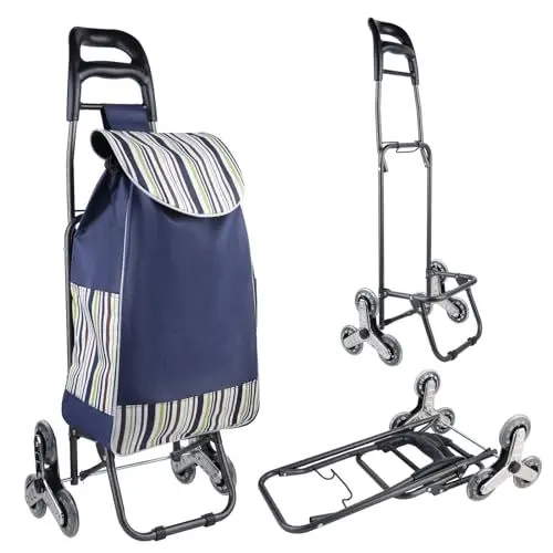 Produktbild: Einkaufstrolley 36L,Trolley einkaufswagen,Einkaufstasche Treppensteiger,mit 6 Räder,mit Abnehmbarer Tasche,mit Griff,Einkaufstrolley klappbar,Treppensteiger-Trolley,für Einkaufen/Tragen von Gepäck