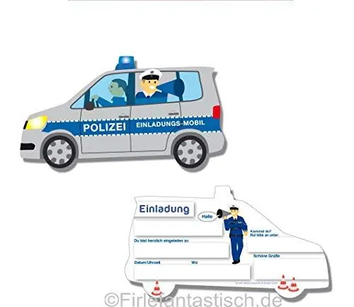 Produktbild: Einladungskarten Polizei 6 Stk.
