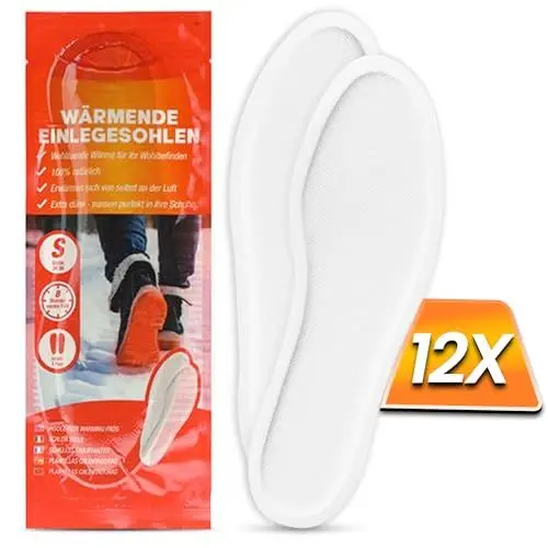 Produktbild: Hygiene100 Luftaktivierte Heiße Einlegesohlen-Fußwärmer (12 Paar) – Bis zu 8 Stunden warme Füße bei 50 °C Heizsohlen – Wärmende Einlegesohlen für wohlige Wärme – Größe S (36–38)