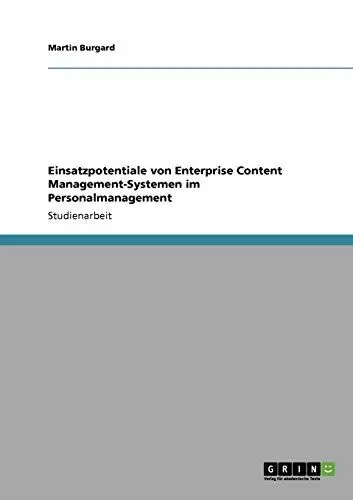 Produktbild: Einsatzpotentiale von Enterprise Content Management-Systemen im Personalmanagement
