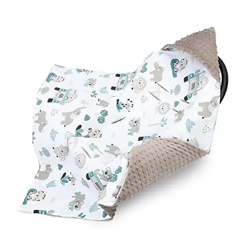 Produktbild: Einschlagdecke Babyschale Baby Decke 90x90 cm - Fußsack Blanket für Kinderwagen und Autositz Ganzjahres für Neugeborenen und Kleinkinder Einschlagsdecken für 3 und 5 Punkt Gurt Minky Oeko-Tex