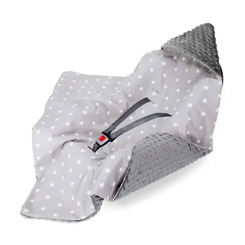 Produktbild: Einschlagdecke Babyschale Baby Decke 90x90 cm - Fußsack Blanket für Kinderwagen und Autositz Ganzjahres für Neugeborenen und Kleinkinder Einschlagsdecken für 3 und 5 Punkt Gurt Minky