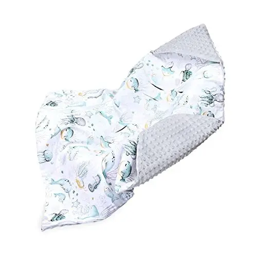 Produktbild: Einschlagdecke Babyschale Baby Decke 90x90 cm - Fußsack Blanket für Kinderwagen und Autositz Ganzjahres für Neugeborenen und Kleinkinder Einschlagsdecken für 3 und 5 Punkt Gurt Minky