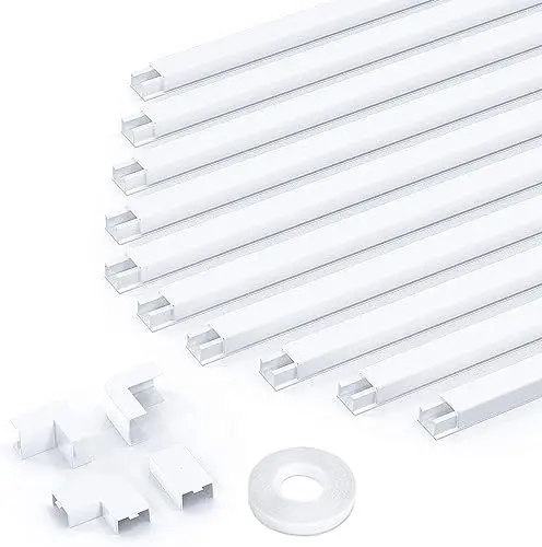 Produktbild: Einschnur Kabelkanal, Selbstklebend Weiss Mini, Lackierbarer zum Verstecken eines Netzkabels, Lautsprecherkabels oder TV-Kabels zu Hause oder im Büro - 10X L400mm, B15mm, H10mm