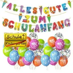 Produktbild: Einschulung Deko Bunt SCHULANANG Girlande Sipeayan 25 Stk Luftballons Einschulung mit Schriftzug Schulkind Zuckertüte Schule Folienballon für Schuleinführung Einschulungsfeier Mädchen Jungen