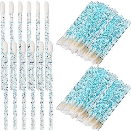 Produktbild: Einweg Lippenpinsel 50 Stück Make Up Lippenstift Pinsel Lippen Applikator Kristall Lip Gloss Pinsel Schminkpinsel Makeup Werkzeug
