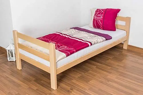 Produktbild: Einzelbett Sebastian Vollholz massiv natur, inkl. Rollrost - 90 x 200 cm