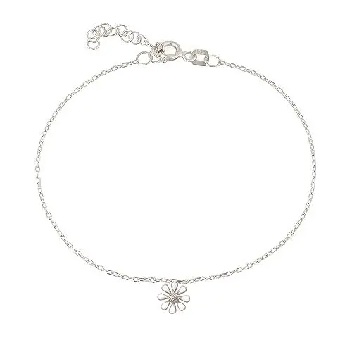 Produktbild: Einzelstück® Fußkette Daisy mit Gänseblümchen I 925 Sterling Silber I Antiallergen & Nickelfrei (Daisy Fußkette Silber)