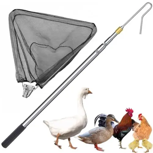 Produktbild: Einziehbarer Hühnerfänger-Beinhaken und Fangnetz Set(2-in-1),Edelstahl-Geflügelhaken, Hühner-Netzfanggerät Geflügelzuchtgeräte für Geflügel, Huhn, Truthähne, Gänse, Enten, Vögel, Kleintiere und Fische