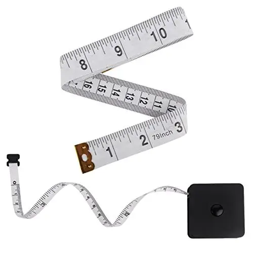 Produktbild: Einziehbares Körpermessband, 200 cm, flexibel, doppelseitig, weiches Maßband für Nähen, Körpermessung (schwarz, Größe: 2 m)
