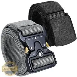 Produktbild: EIOKBECY Taktischer Gürtel Herren, 2 Stück Canvas Nylon Arbeit Gürtel Hochleistungs Gürtel Schnellverschluss-Metallschnalle für militär und Draussen Sportarten