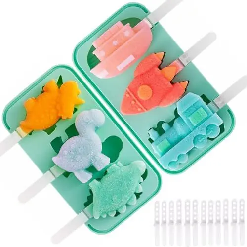 Produktbild: Eis am Stiel Formen Silikon, 2 Stück Eisformen mit 12 Sticks, Ice Lolly Mold Popsicle Set für Kinder und Erwachsene BPA Frei